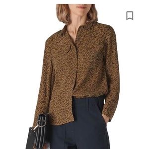 Whistles Brown And Black Animal Print Button Down Top Women’s 8
